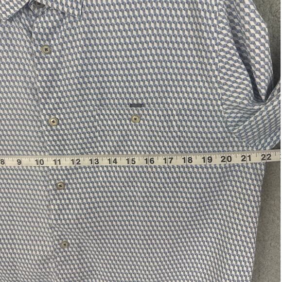 Ted Baker Men's Casual Button Up Long Sleeve Shirt Blue White Geometric Size 5 - Picture 5 of 10